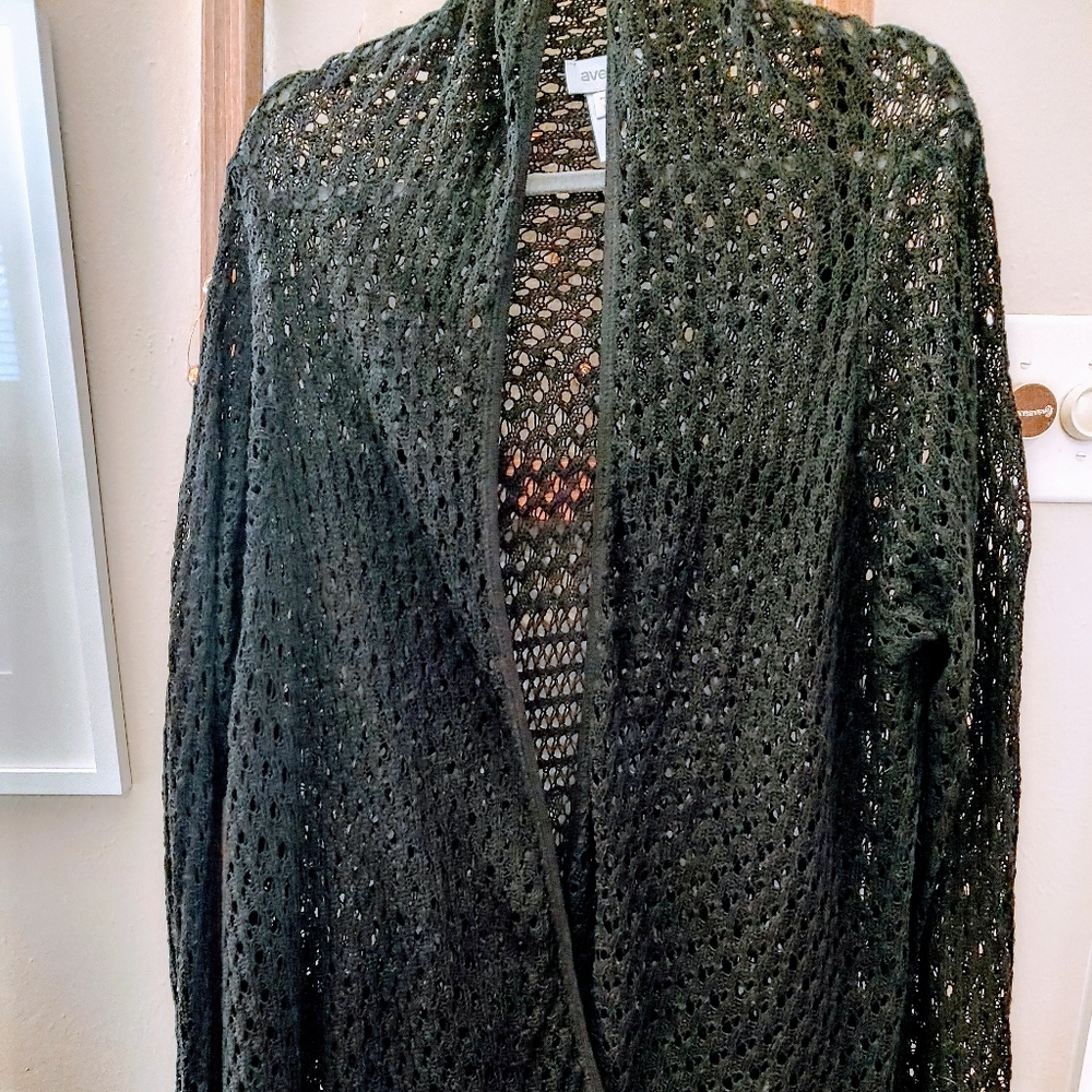 Black crochet duster